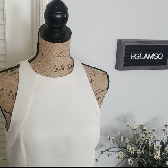 "Elegant Flair: Halston Heritage Satin Fit-and-Flare Dress" - Picture 3 of 10